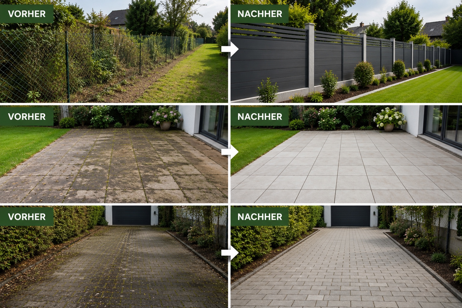Vorher Nachher Zaun Terrasse Auffahrt